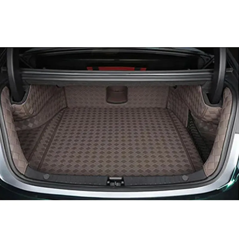 Leather trunk mat for Tesla Model 3 or Model Y boot in black, brown, or wine red.