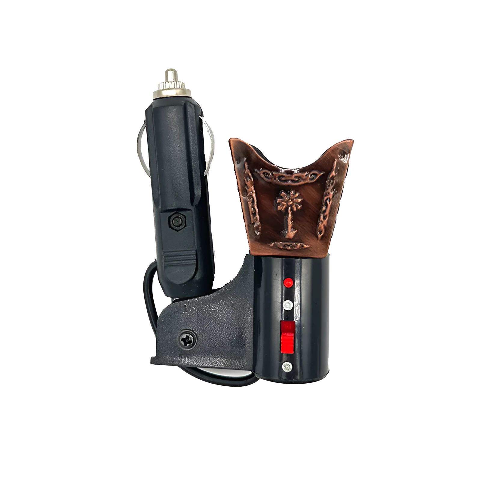 Iron electroplated car plug-in incense burner in classical style with metallic finish