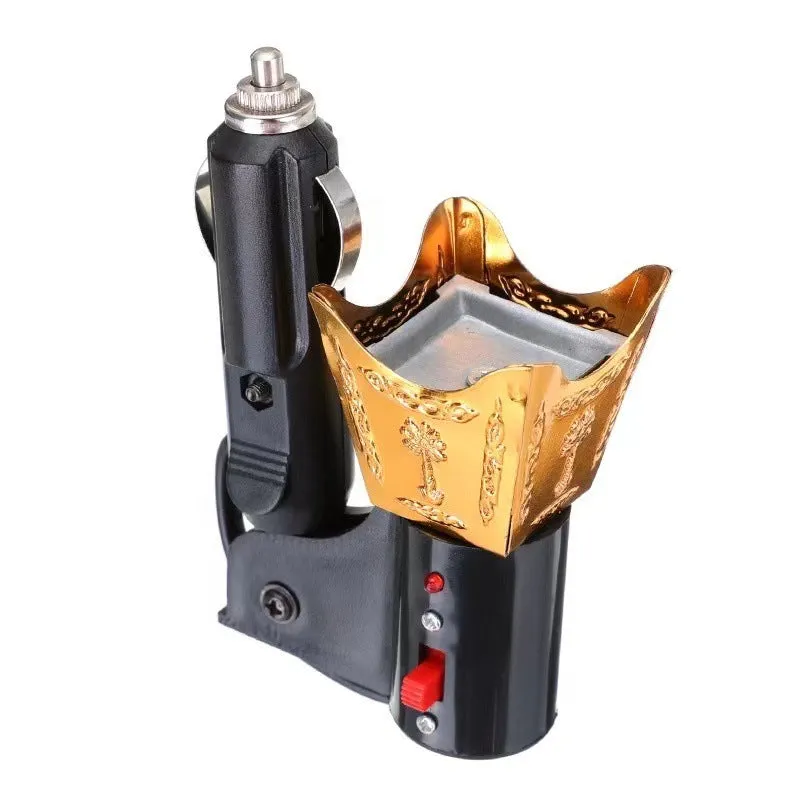 Iron electroplated car plug-in incense burner in classical style with metallic finish