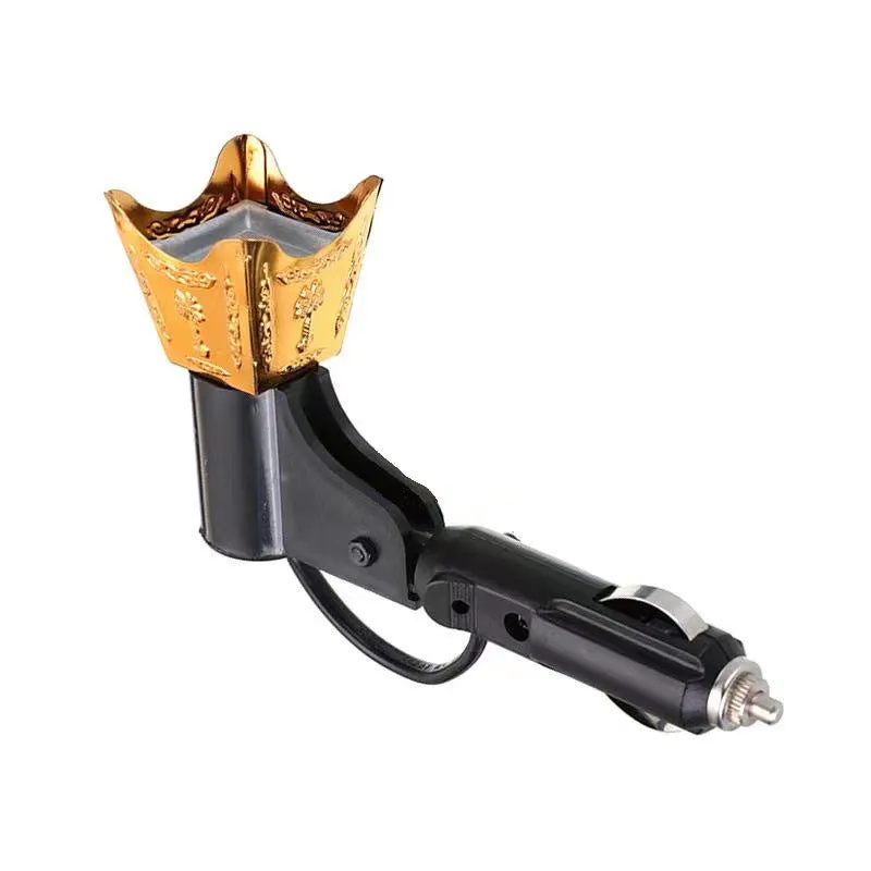 Iron electroplated car plug-in incense burner in classical style with metallic finish