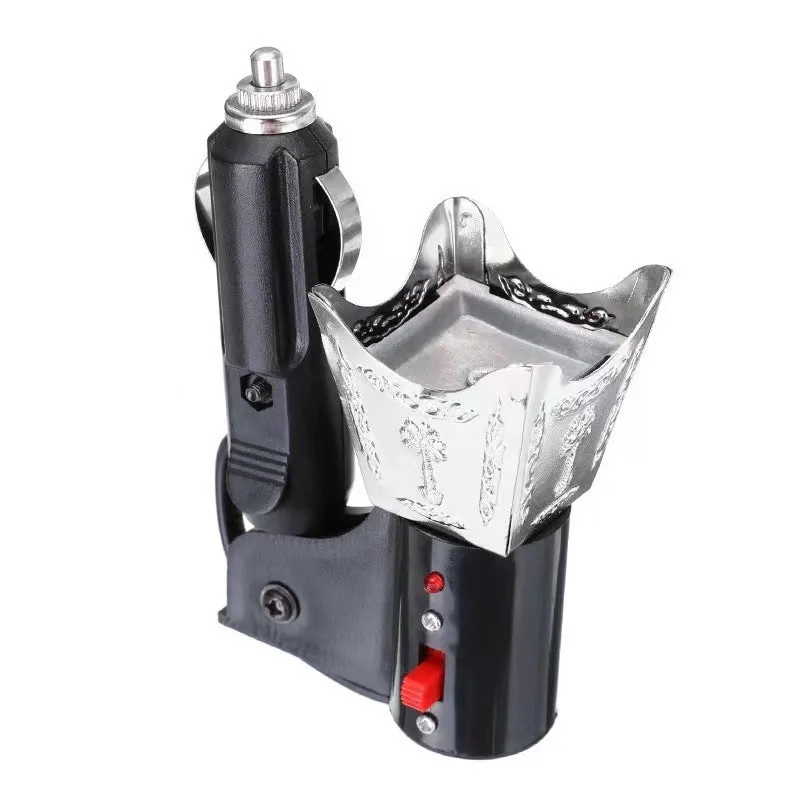 Iron electroplated car plug-in incense burner in classical style with metallic finish