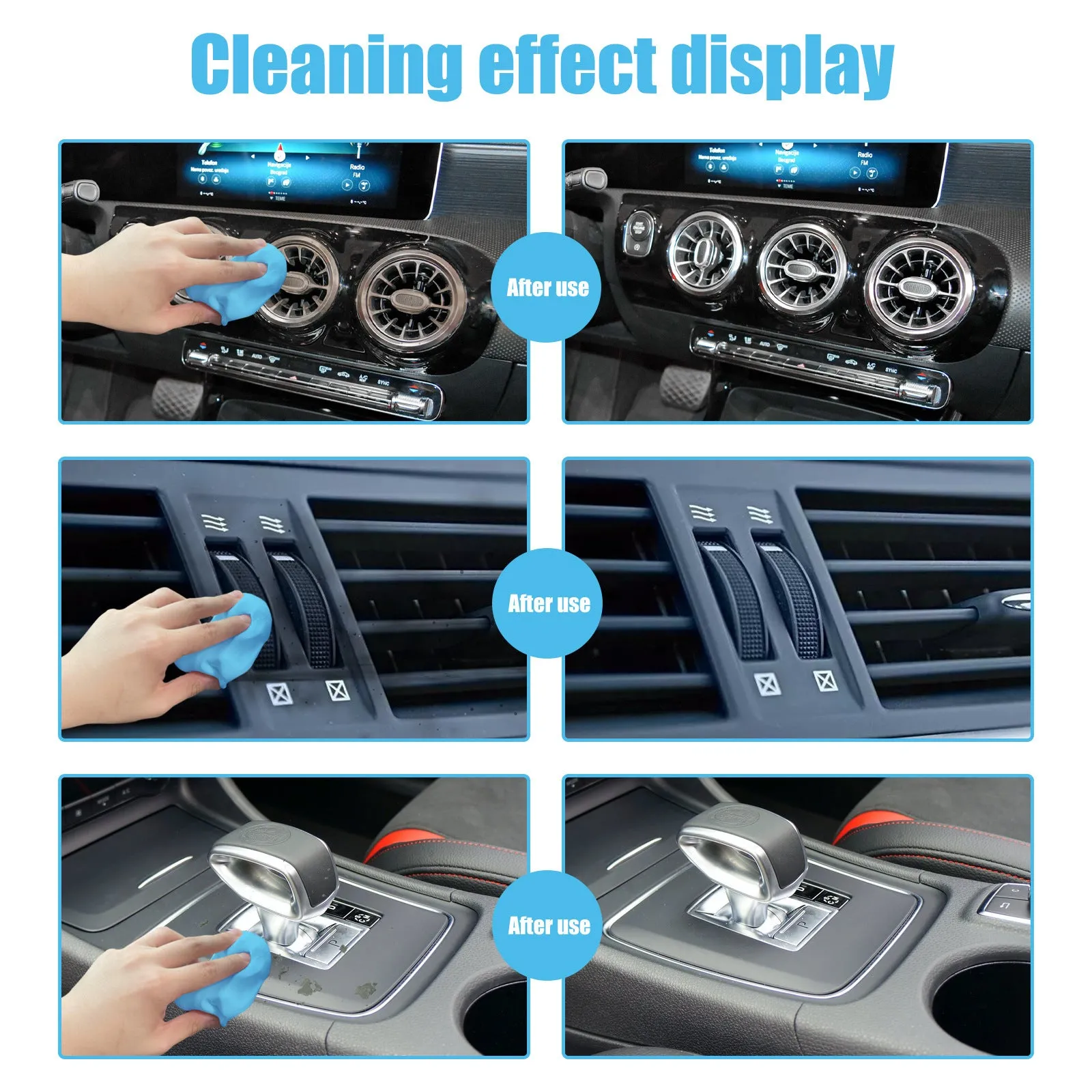 Car cleaning mud putty for dust removal from interior vents and gaps.