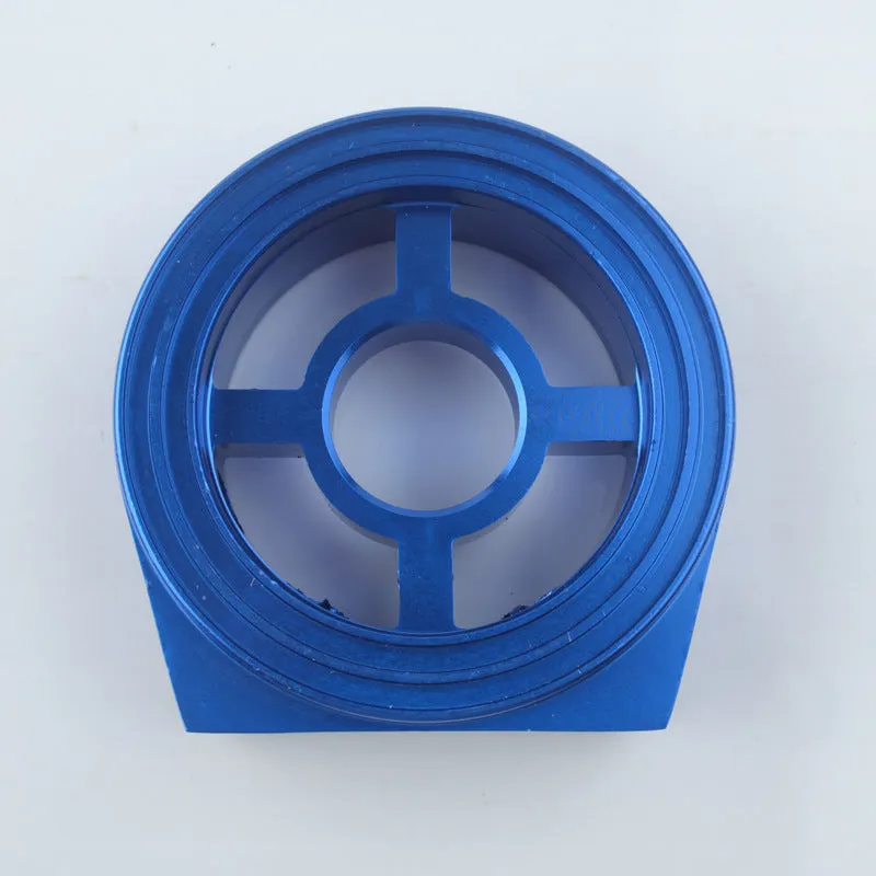 Universal aluminium alloy oil pressure gauge adapter shown in red, blue, black, gold, and silver colour options