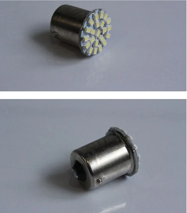 1156 1157 socket LED car brake and turn signal light with 22 white LEDs.