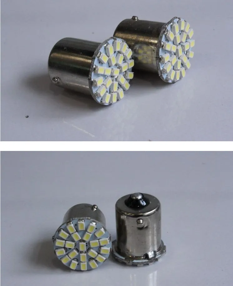 1156 1157 socket LED car brake and turn signal light with 22 white LEDs.