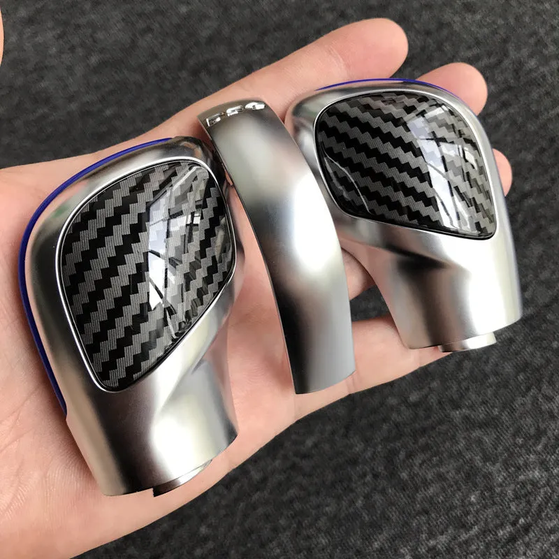 Carbon fibre DSG gear side cover with chrome matt finish and leather gear knob