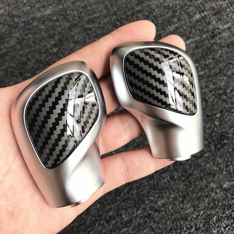 Carbon fibre DSG gear side cover with chrome matt finish and leather gear knob