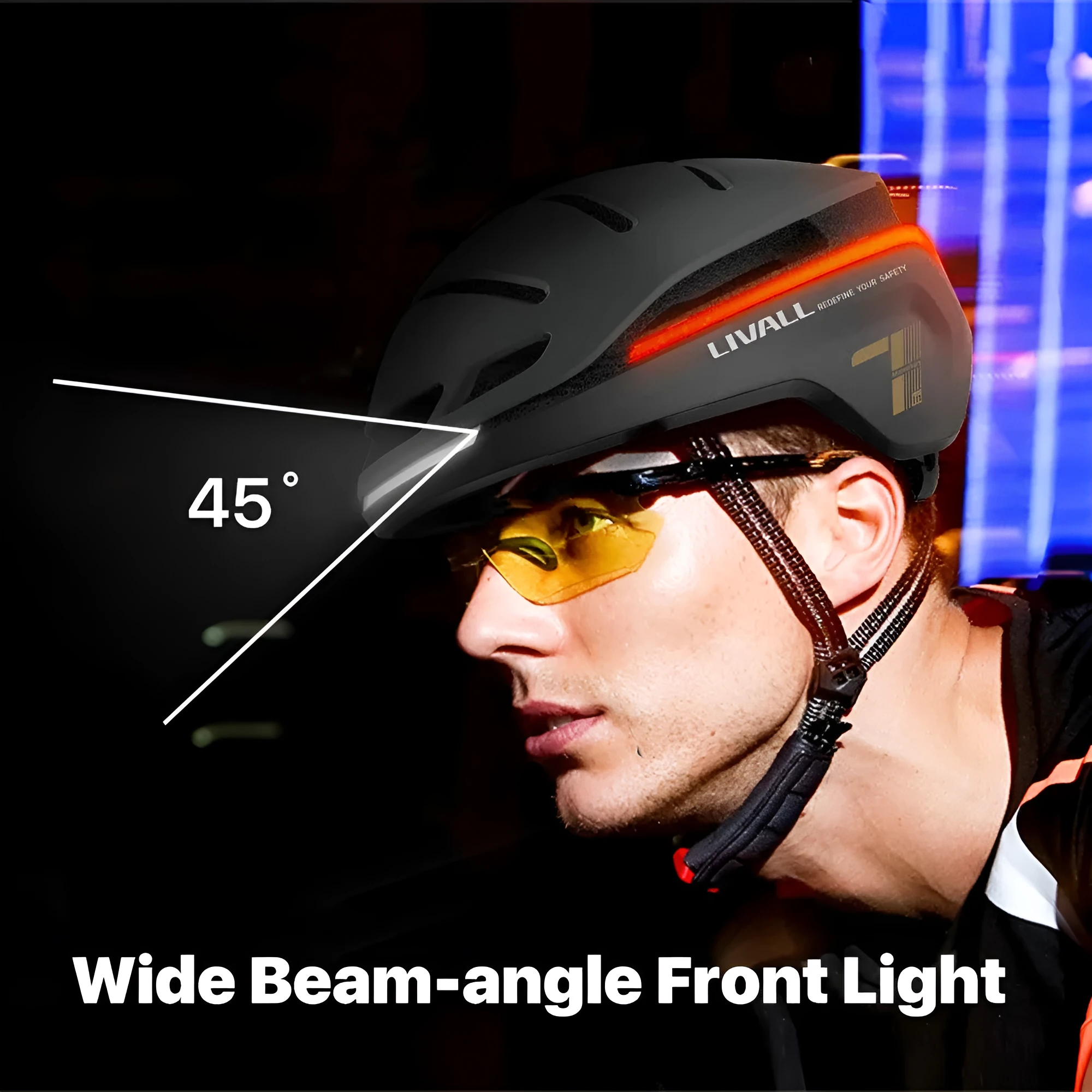 Smart bicycle night riding safety helmet with flash control in Aurora Purple colour