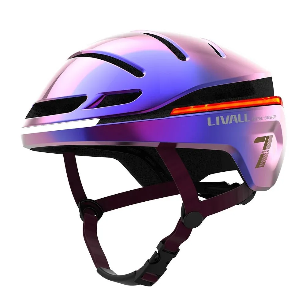 Smart bicycle night riding safety helmet with flash control in Aurora Purple colour