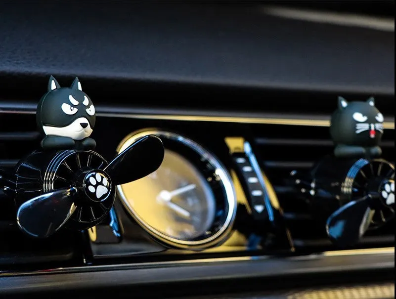 Black husky car air vent aromatherapy ornament with clip attachment