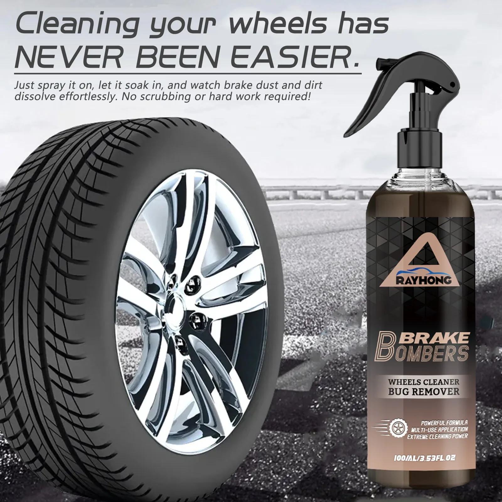 Car brake cleanser bottle with sponge towel for automotive rust removal and polishing