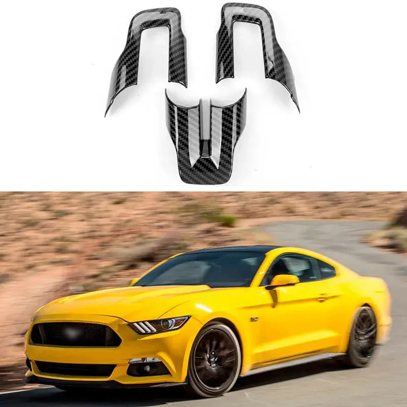 Three-piece ABS plastic car steering wheel decoration set with carbon fibre pattern.