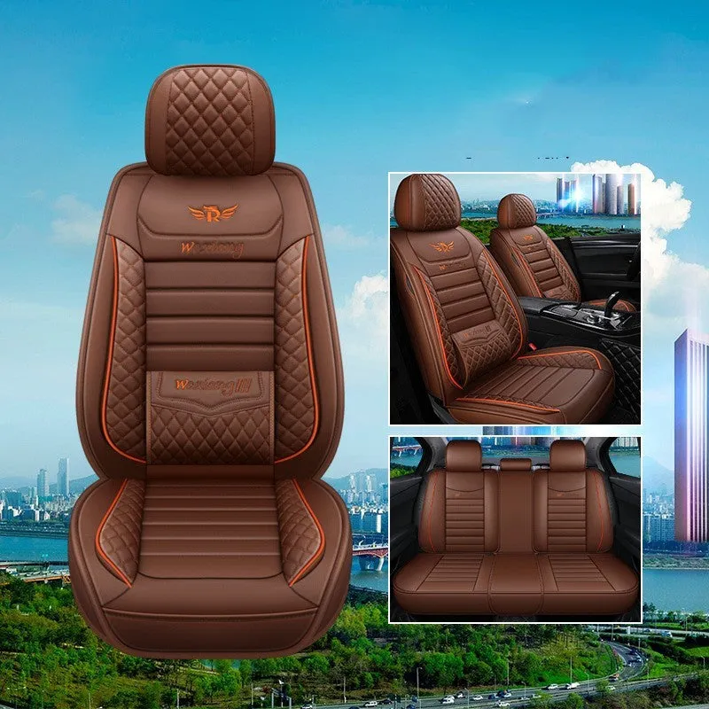 Universal high-elastic sponge filled leather car seat cushion in red on a car seat.