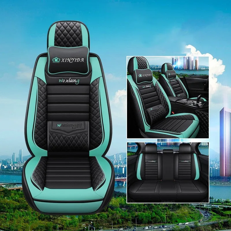 Universal high-elastic sponge filled leather car seat cushion in red on a car seat.