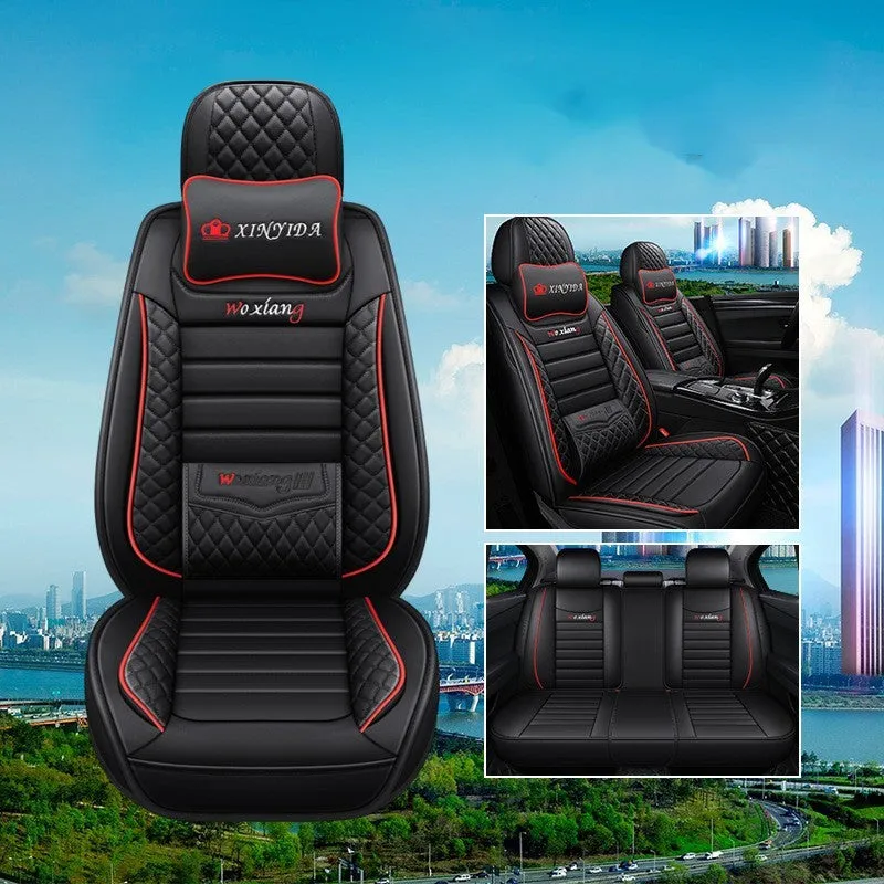 Universal high-elastic sponge filled leather car seat cushion in red on a car seat.