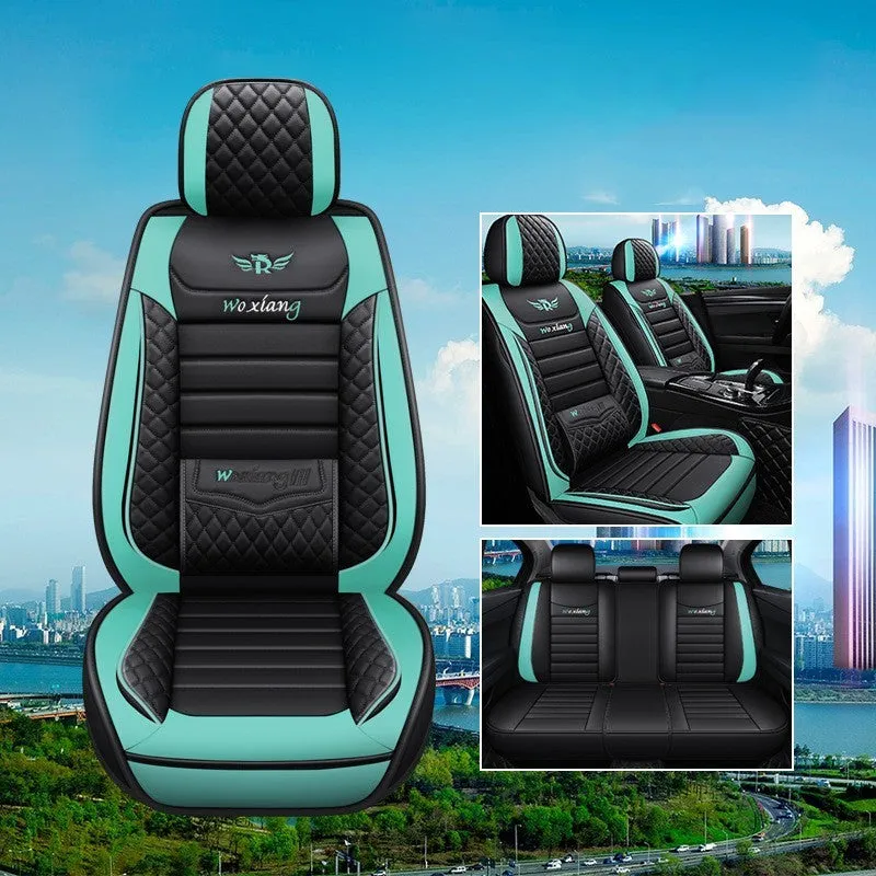 Universal high-elastic sponge filled leather car seat cushion in red on a car seat.
