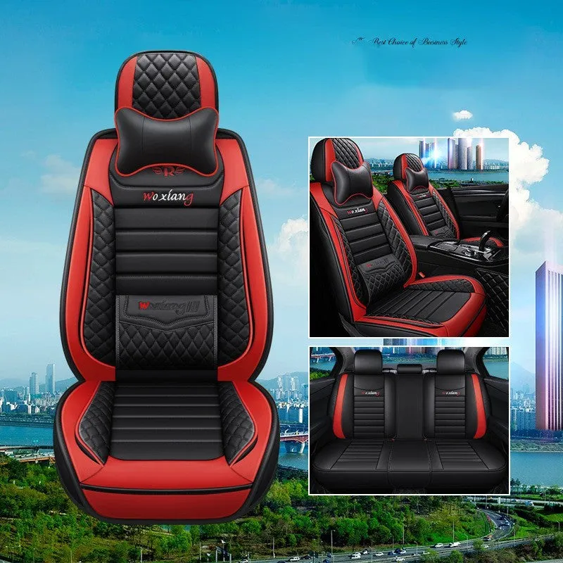 Universal high-elastic sponge filled leather car seat cushion in red on a car seat.