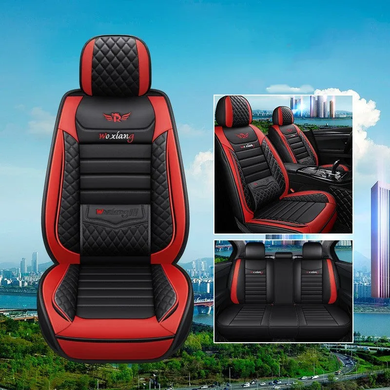 Universal high-elastic sponge filled leather car seat cushion in red on a car seat.