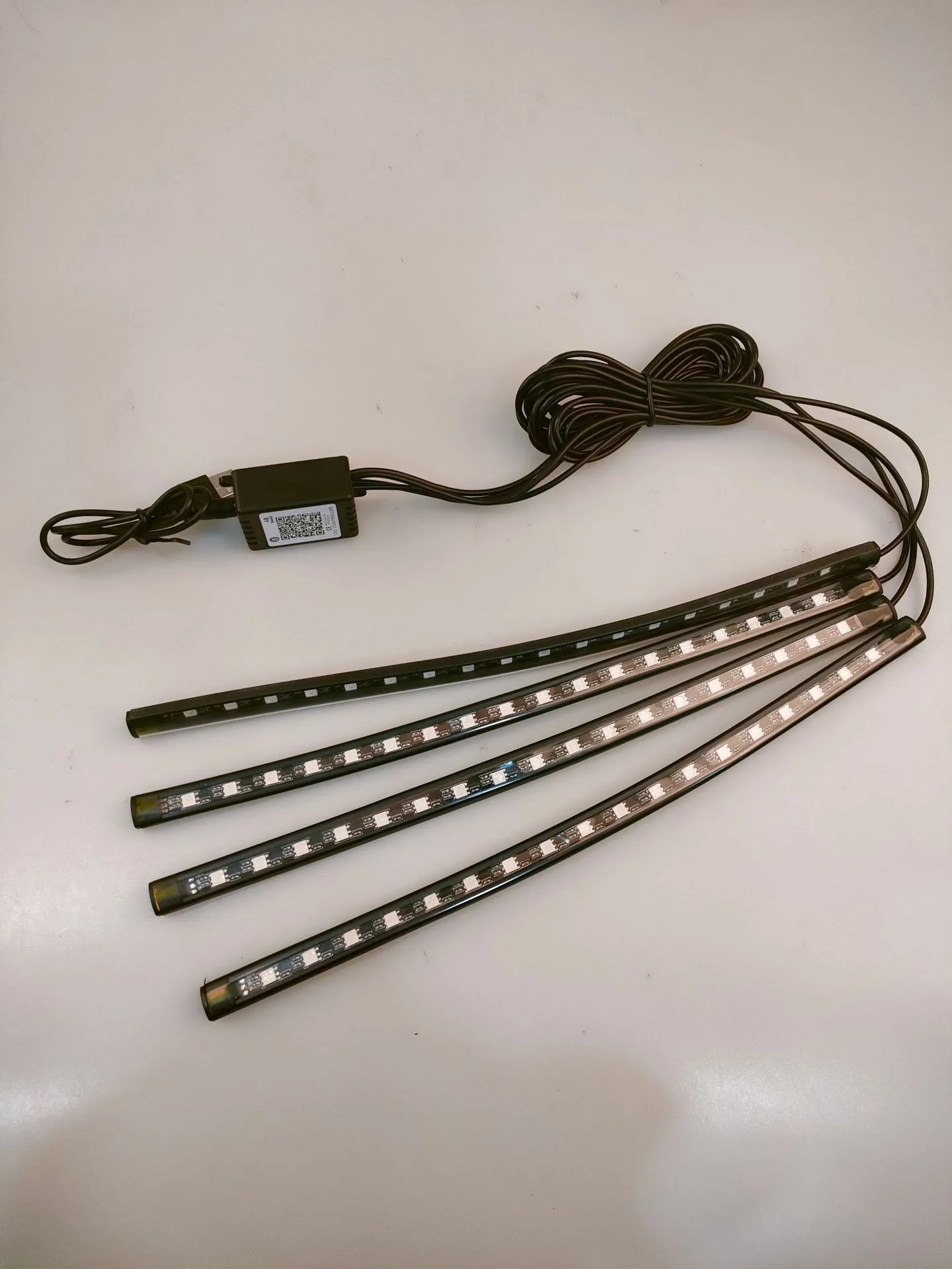 Car interior LED footwell atmosphere lighting kit with voice control and music rhythm mode