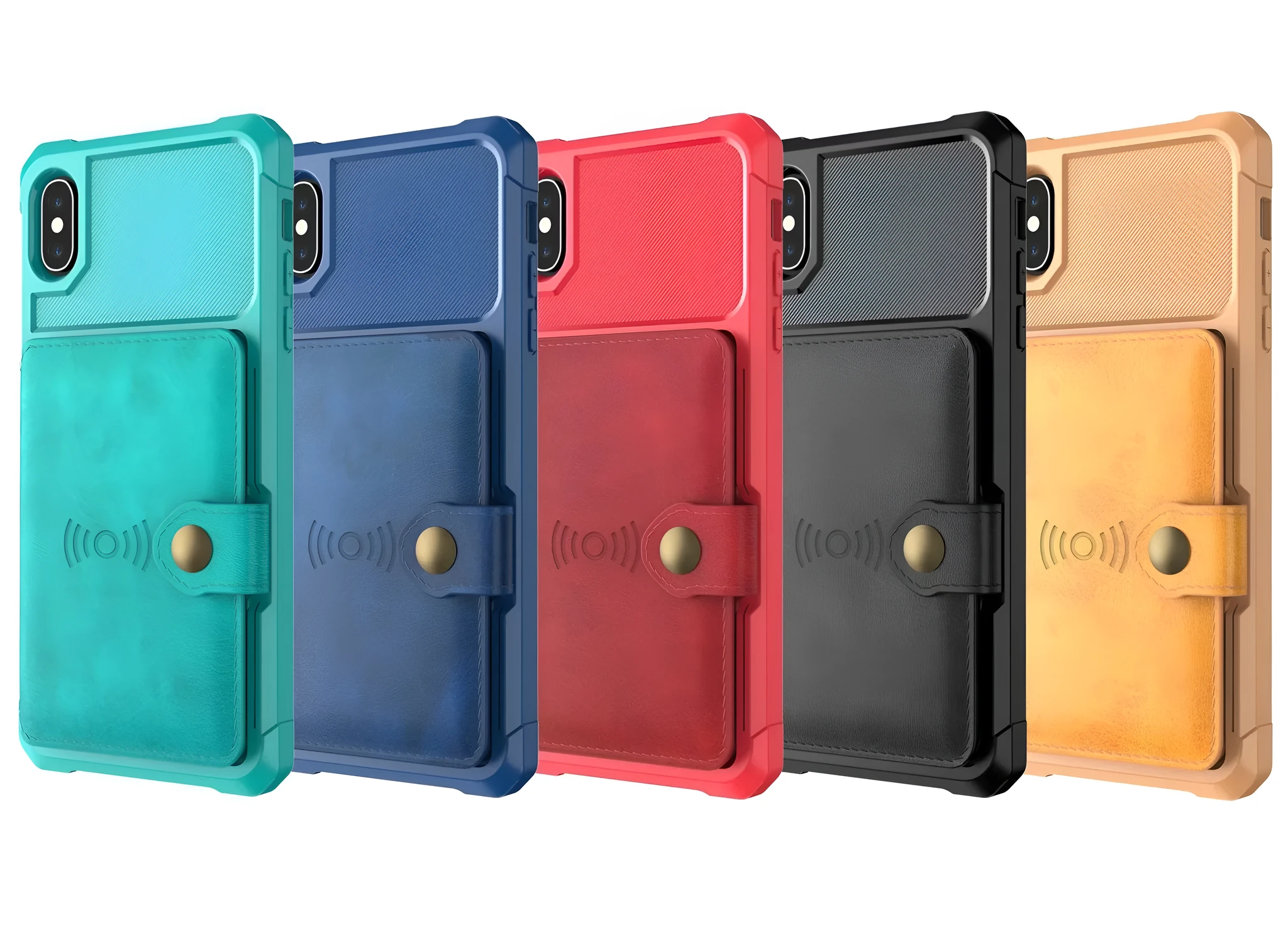 Geometric pattern PU leather back cover mobile phone case in five colours for iPhone and Samsung models.