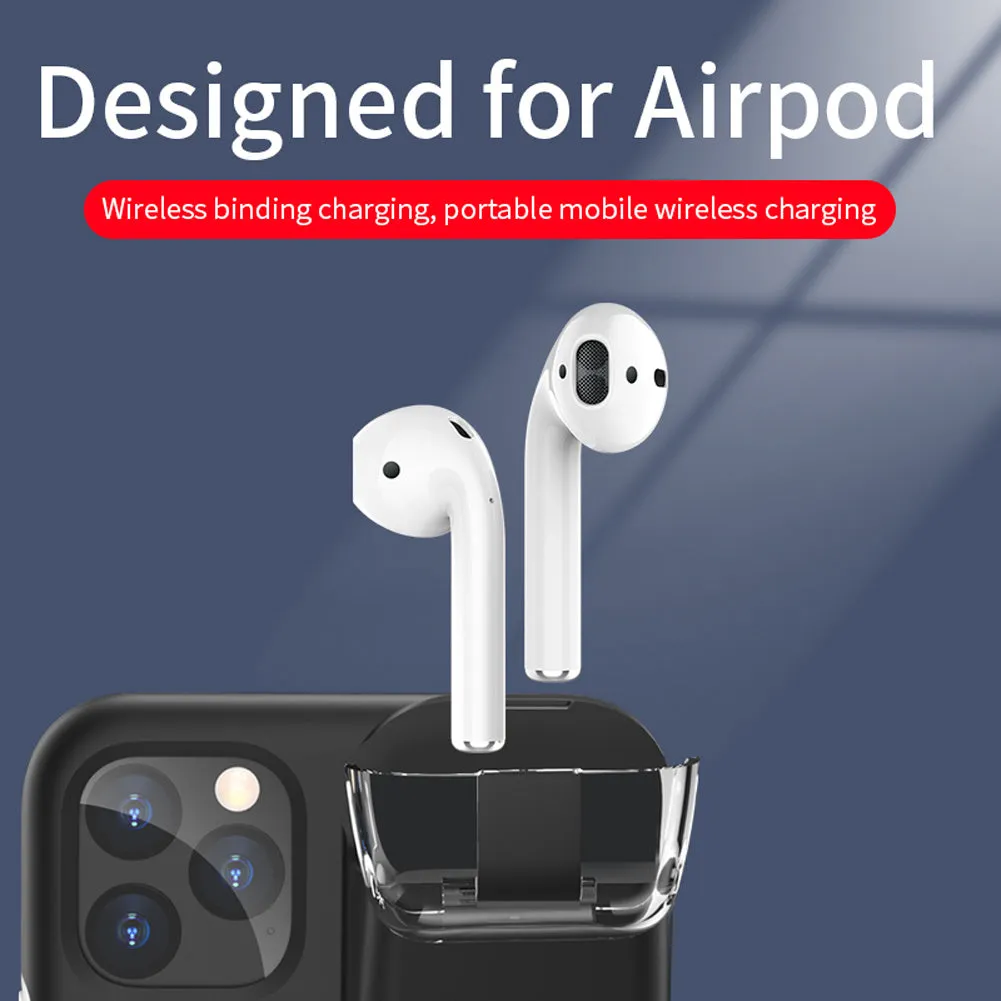 Black matte acrylic and silicone airpods case cover attached to an iPhone charging case