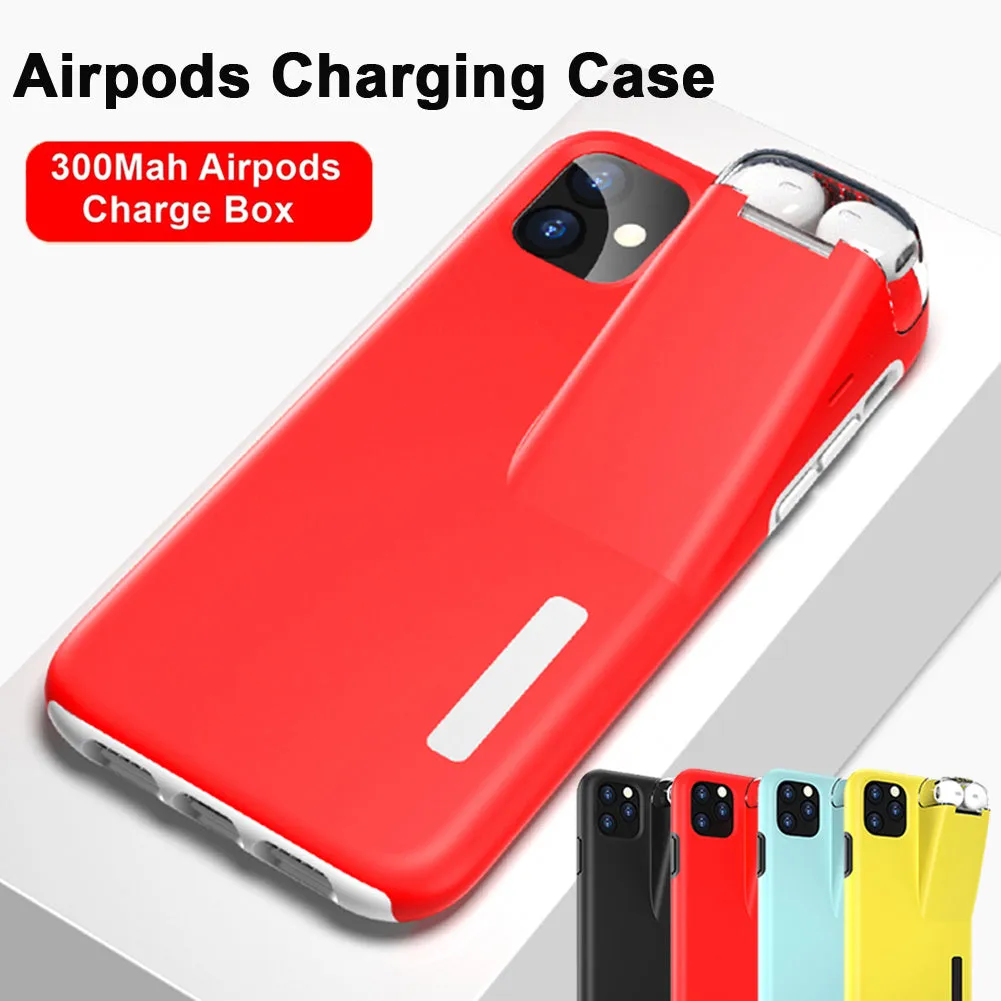 Black matte acrylic and silicone airpods case cover attached to an iPhone charging case