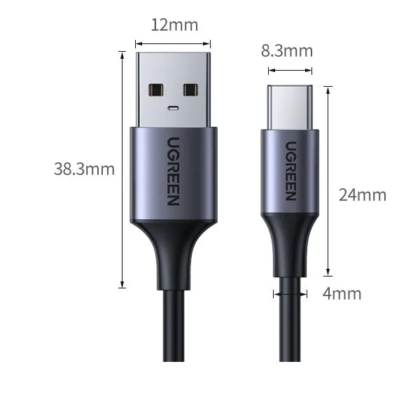 Black Lvlian 1 metre mobile phone charging and data cable with straight connectors.