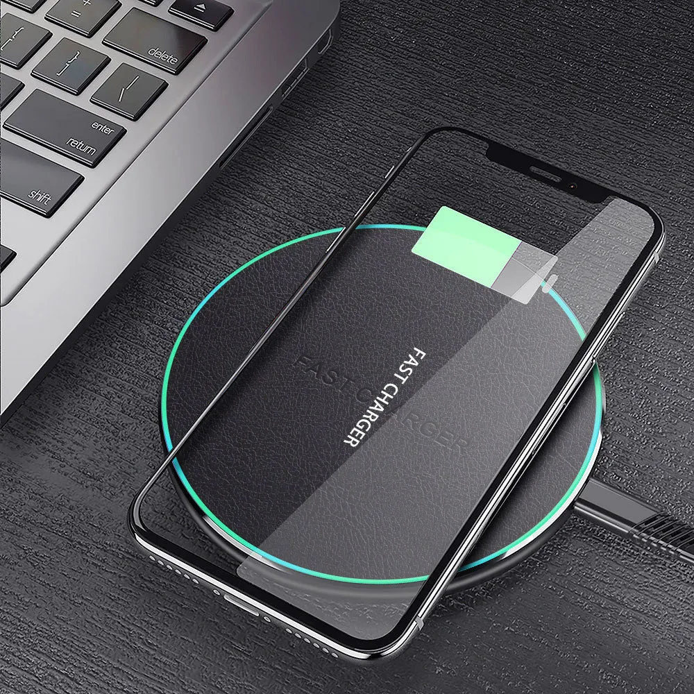 Black aluminium 10W wireless fast car charger for Apple Samsung Huawei Xiaomi phones