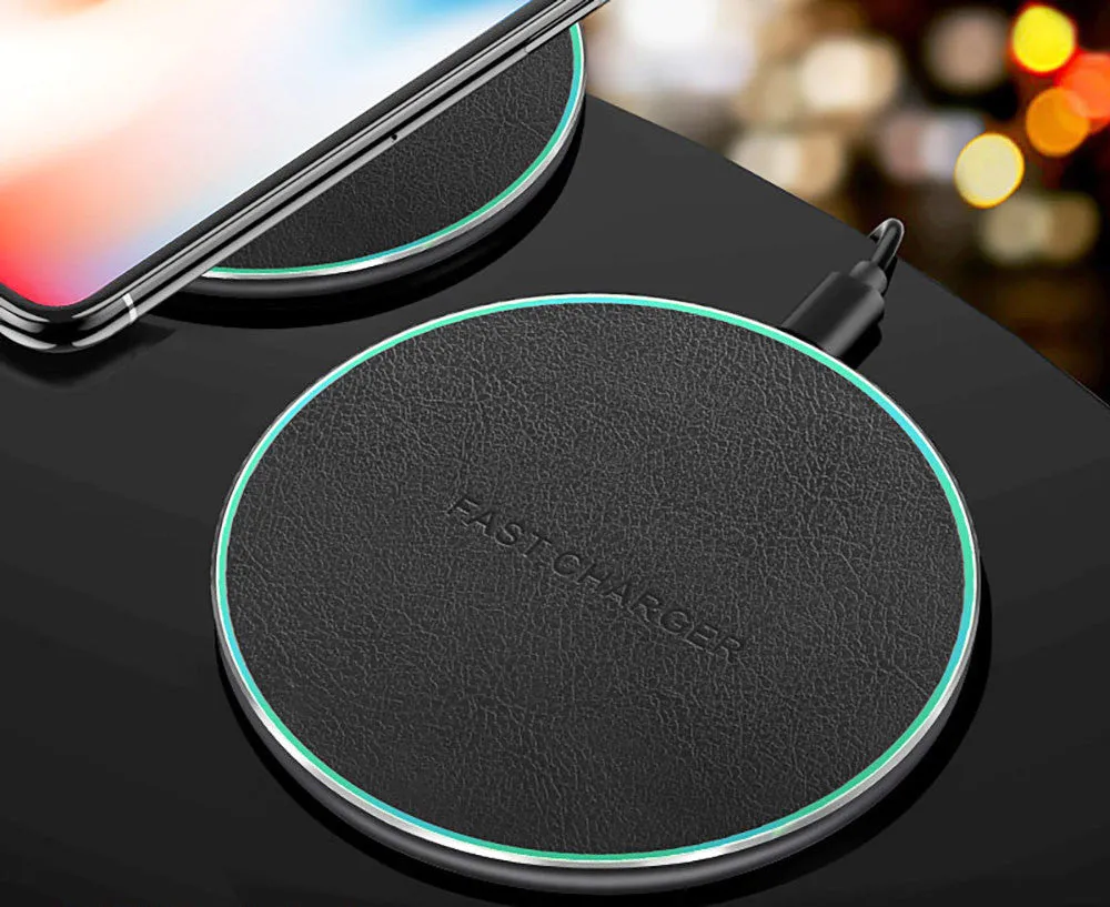 Black aluminium 10W wireless fast car charger for Apple Samsung Huawei Xiaomi phones
