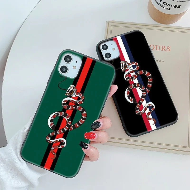 Frosted silicone iPhone case with cartoon snake design on TPU material