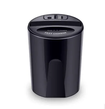 Black X9 car wireless charging cup with detachable base on a car dashboard, showing LED light and phone charging.