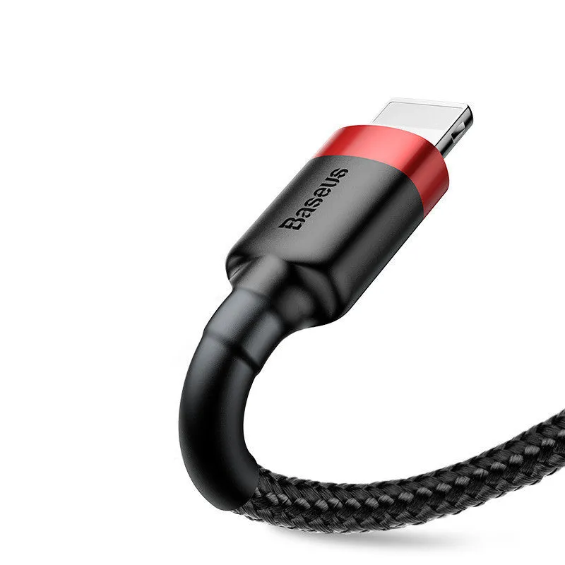 Apple compatible 8PIN charging cable in red and black colour with 1 metre length