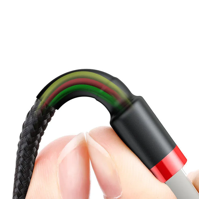 Apple compatible 8PIN charging cable in red and black colour with 1 metre length