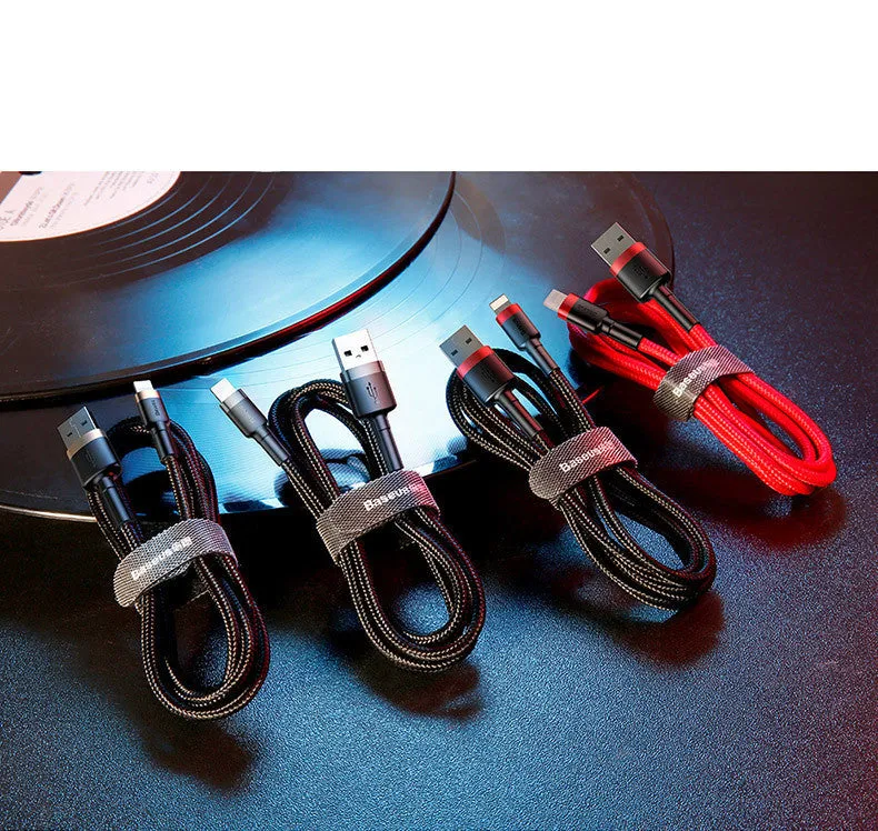 Apple compatible 8PIN charging cable in red and black colour with 1 metre length
