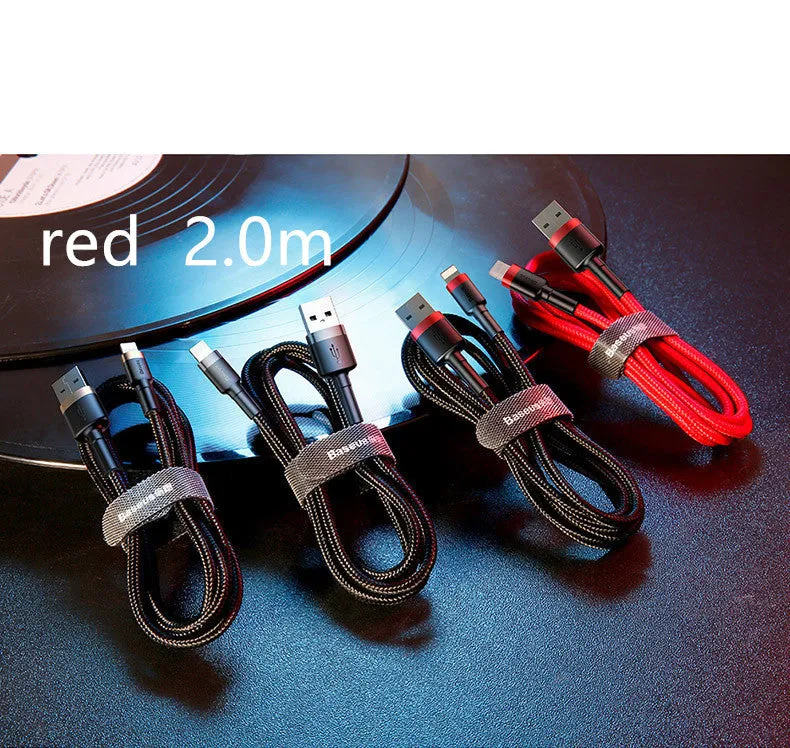 Apple compatible 8PIN charging cable in red and black colour with 1 metre length