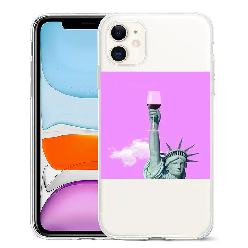Van Gogh art style mobile phone case for iPhone on a plain background, showing starry night painting design.