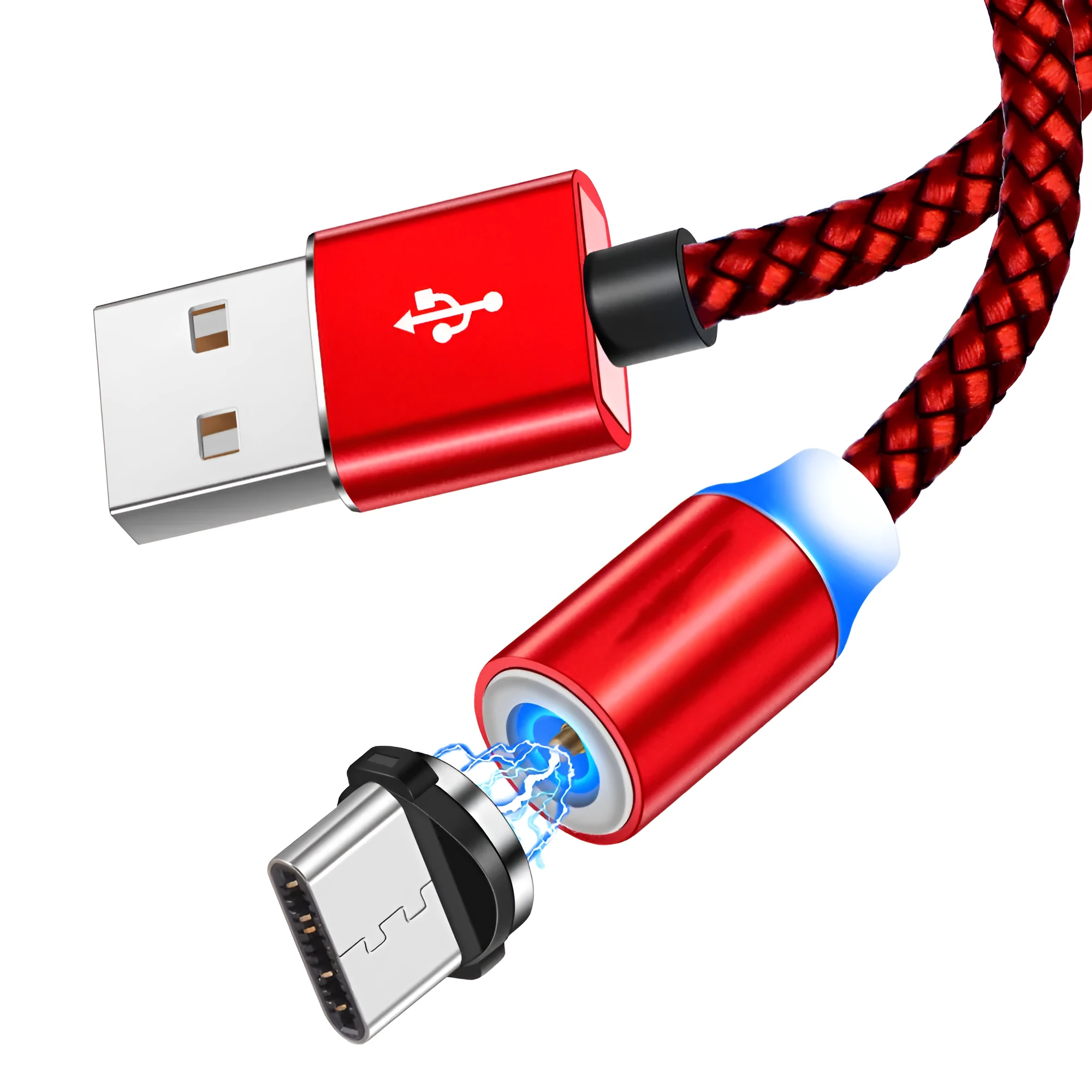 3-in-1 magnetic charging cable with Android, Type C, and Apple connectors in multiple colours