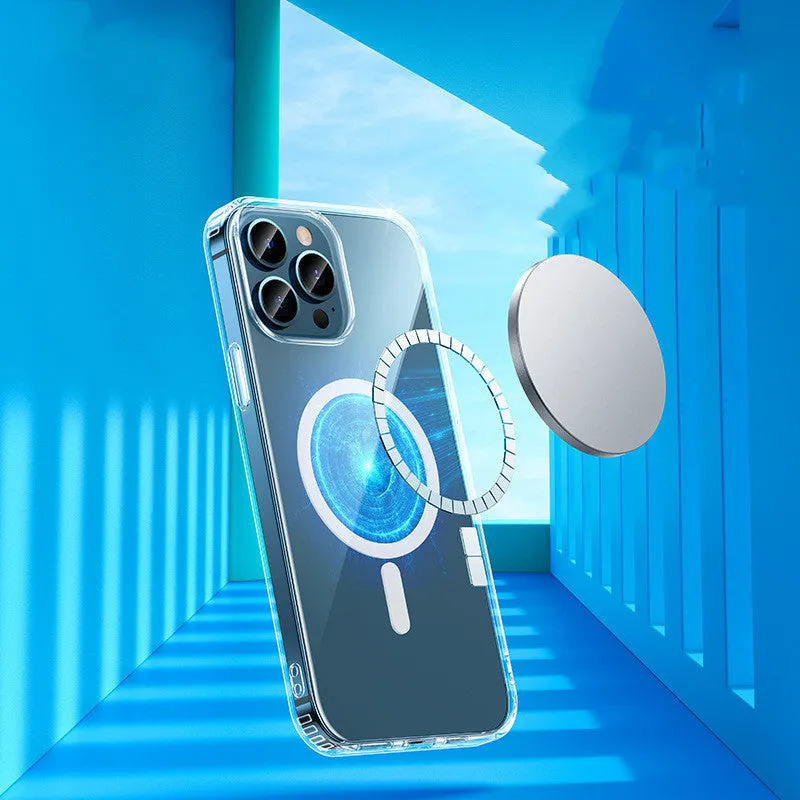 Transparent magnetic airbag protective case for iPhone 13 models with MagSafe compatibility
