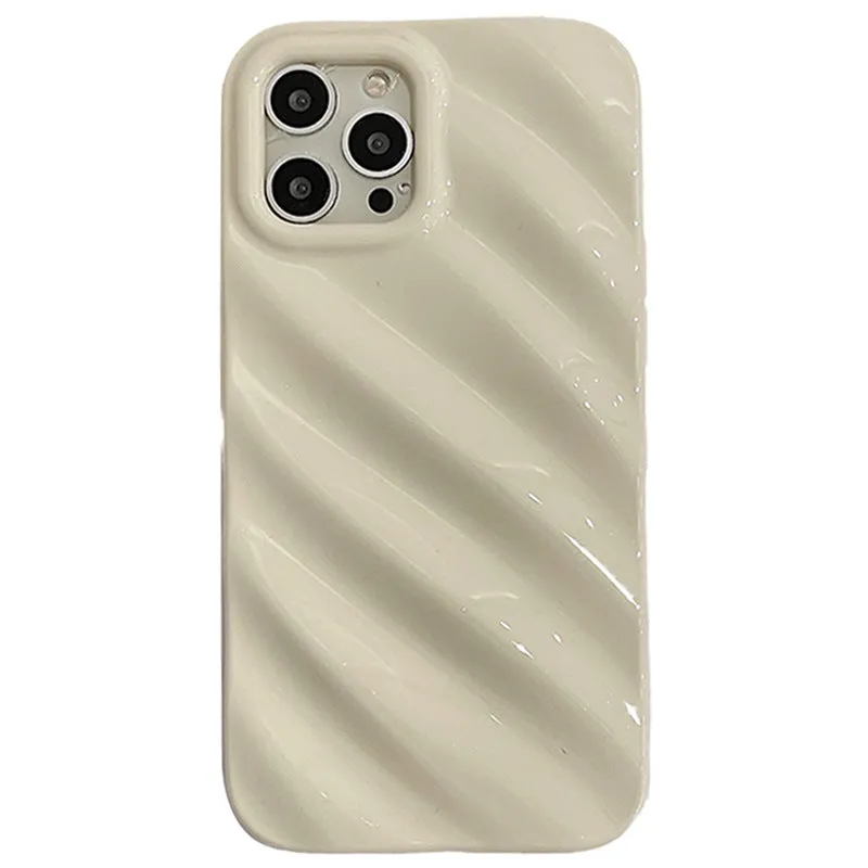 Silicone iPhone case with laser-etched pleated Nordic design in silver colour