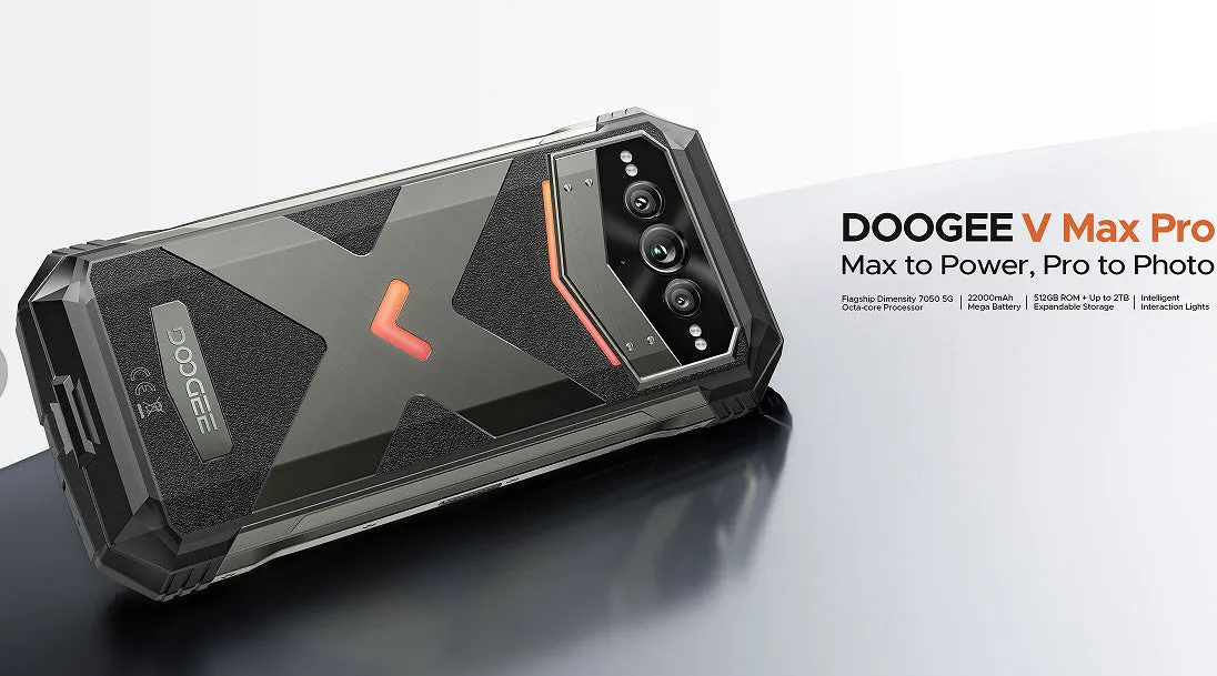 VMAX PRO mobile phone in black or grey colour with plastic construction and included charger