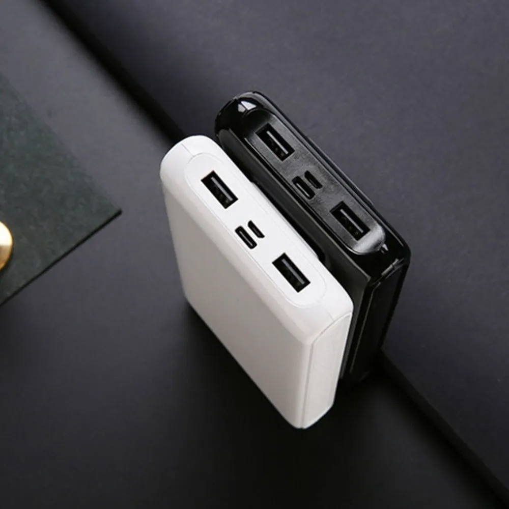 C9 DIY 18650 power bank case in black and white, showing six battery slots and dual USB ports.