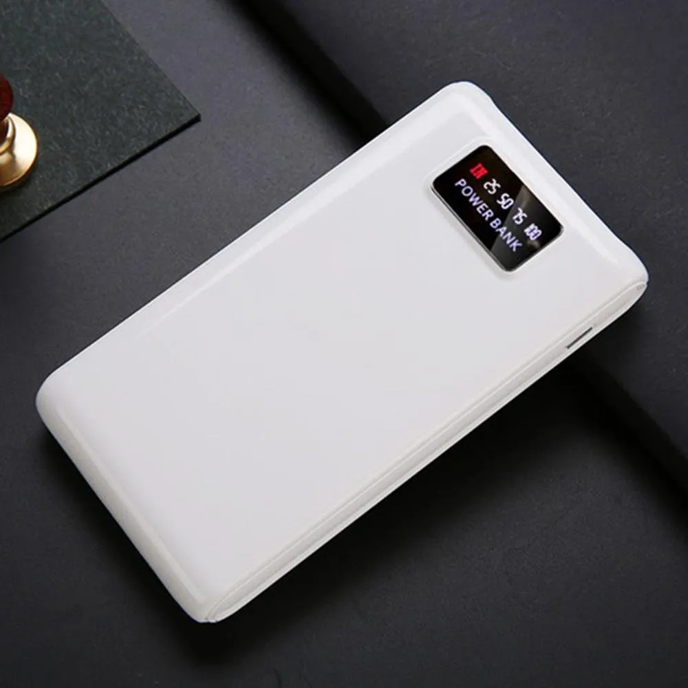 C9 DIY 18650 power bank case in black and white, showing six battery slots and dual USB ports.