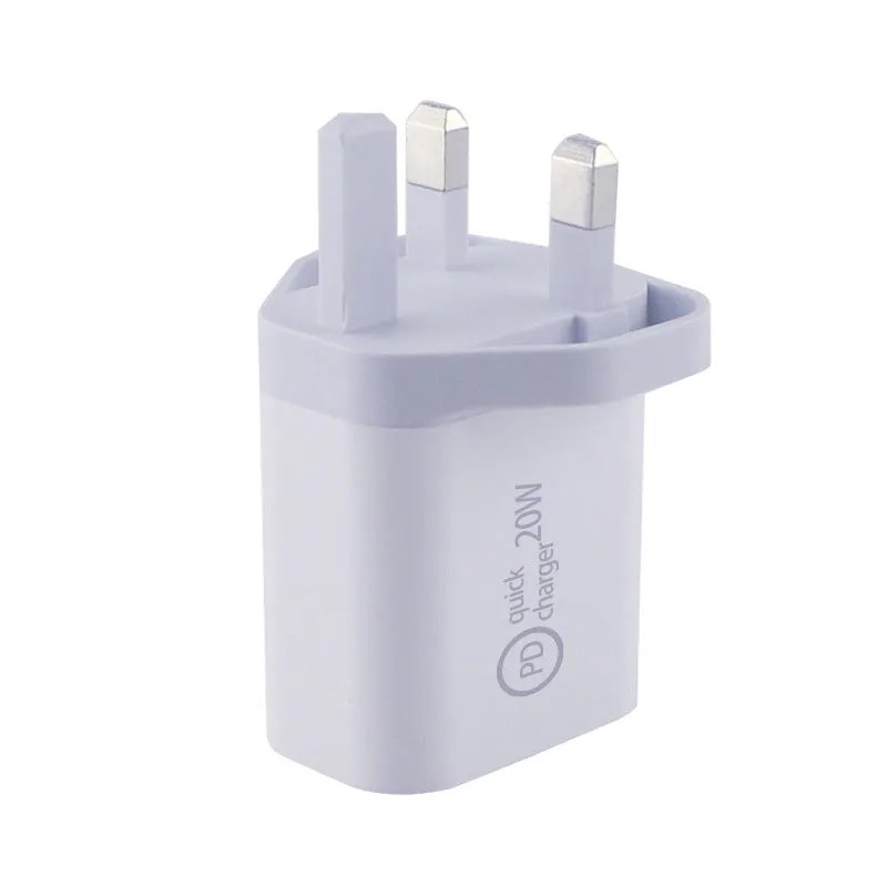 20W USB-C Power Delivery charging head with regional plug options