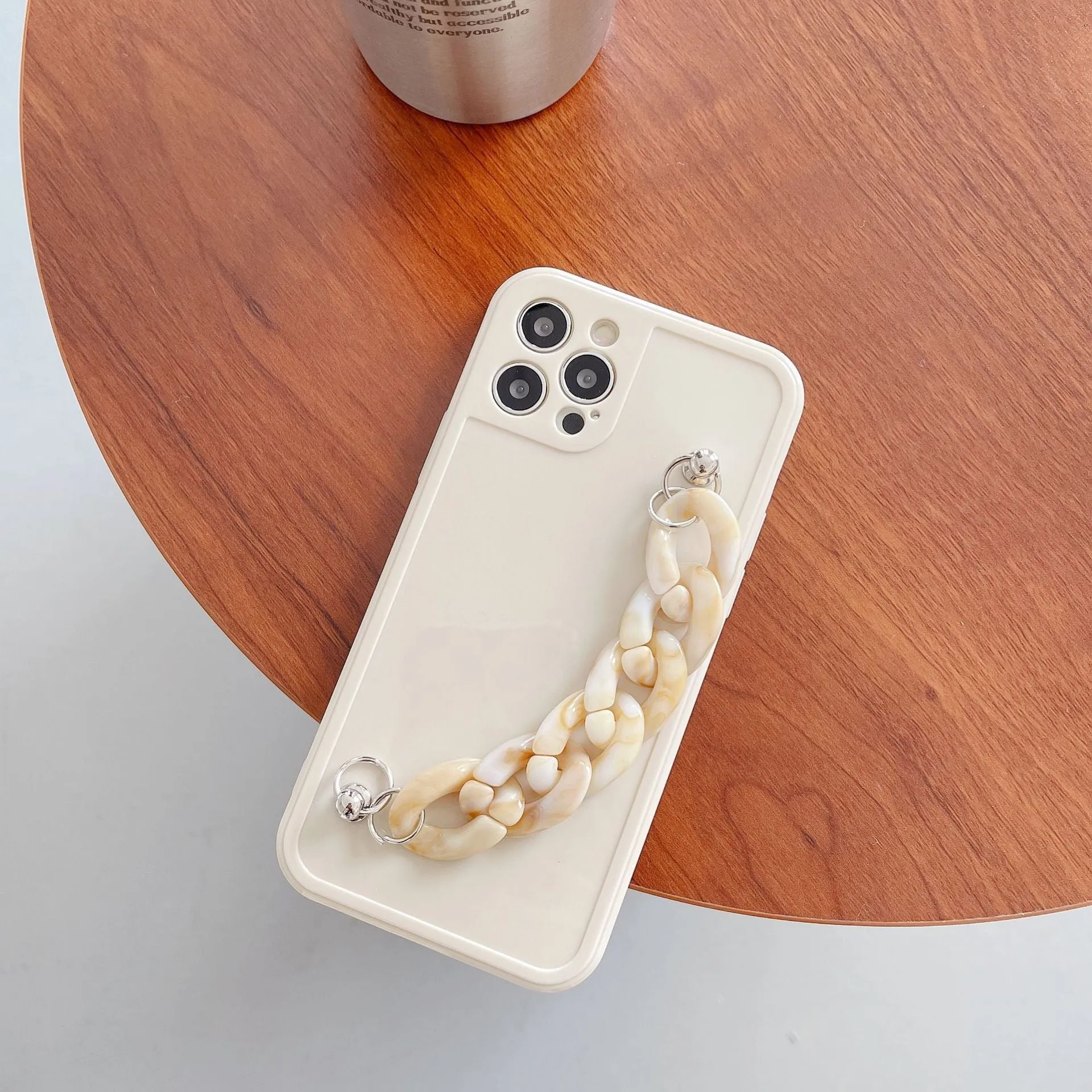 Marble pattern TPU phone case with side lanyard hole for iPhone protection