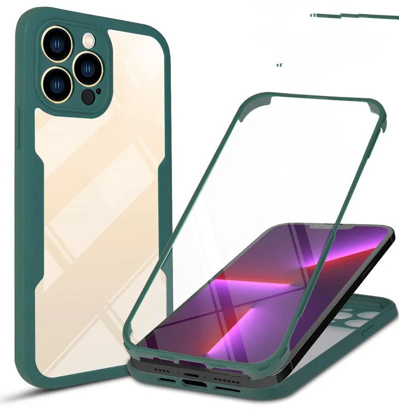 TPU mobile phone case for iPhone in multiple 360 Qicai colours including black, blue, and red.