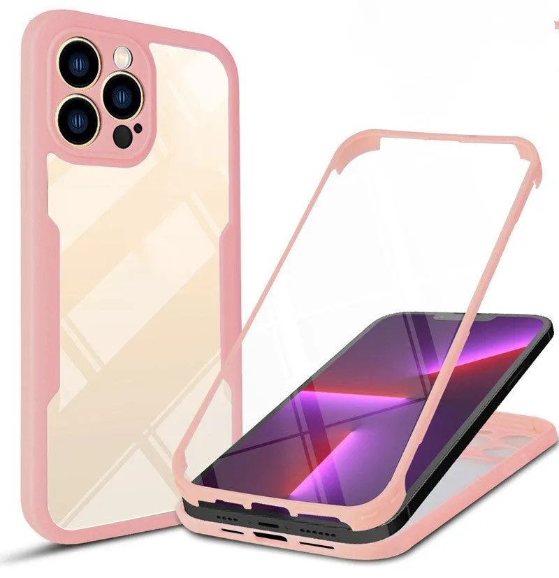 TPU mobile phone case for iPhone in multiple 360 Qicai colours including black, blue, and red.