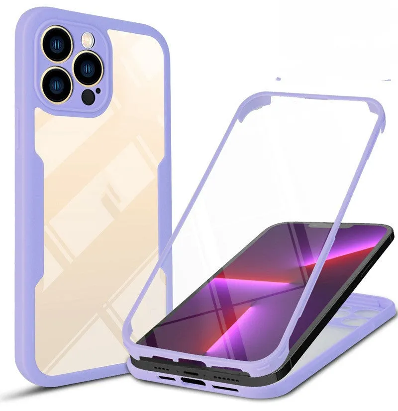 TPU mobile phone case for iPhone in multiple 360 Qicai colours including black, blue, and red.