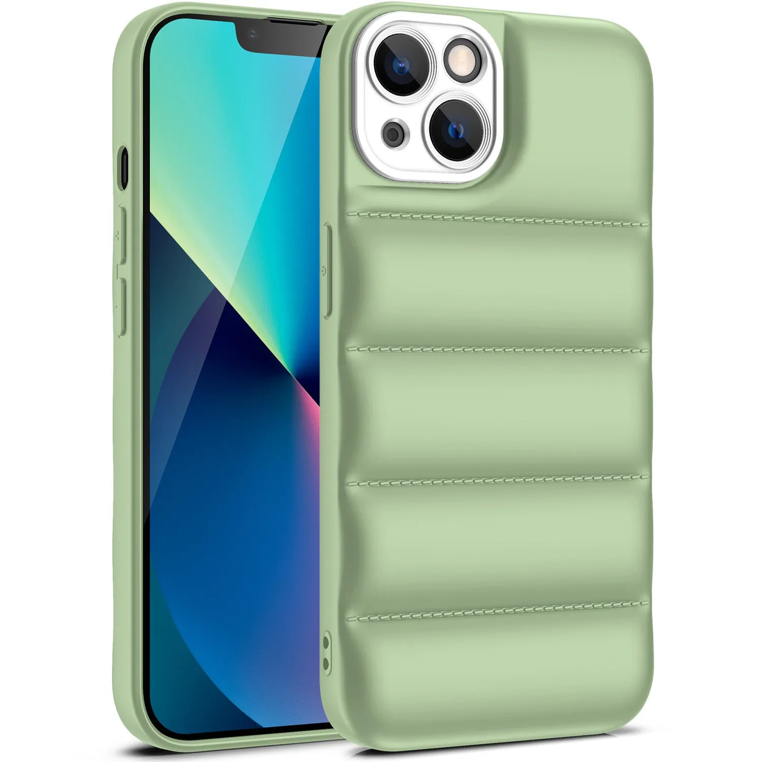 Solid colour TPU protective back cover case for iPhone models on a plain background.