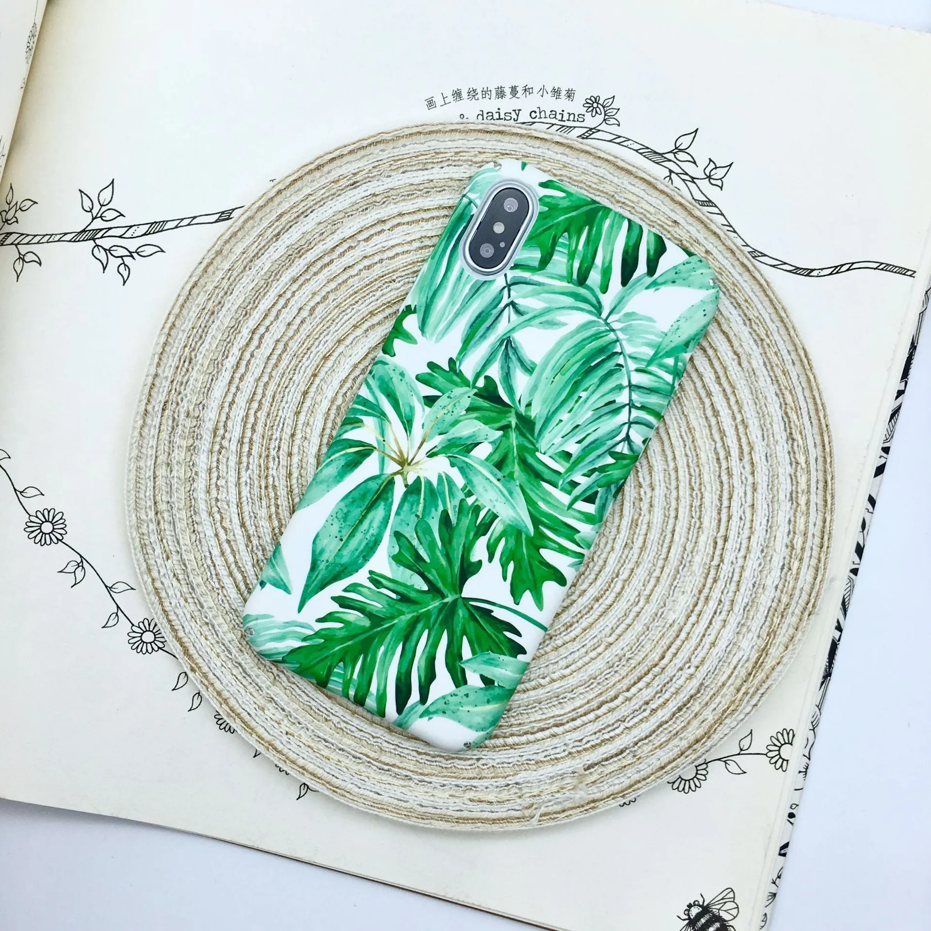 Green and pink painted hard PC back cover phone cases for iPhone, OPPO, and VIVO models.
