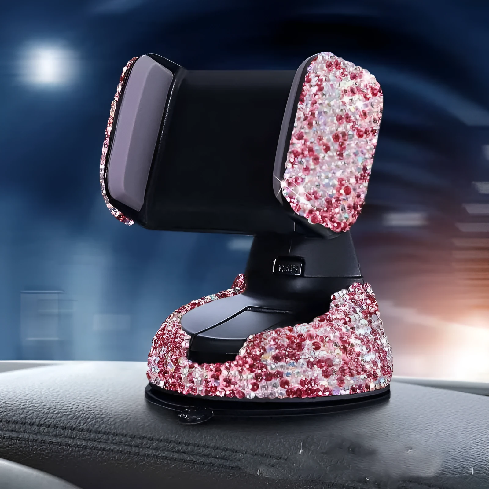 Car phone holder with diamond decoration mounted on air vent, compatible with smartphones 4.0-6.2 inches